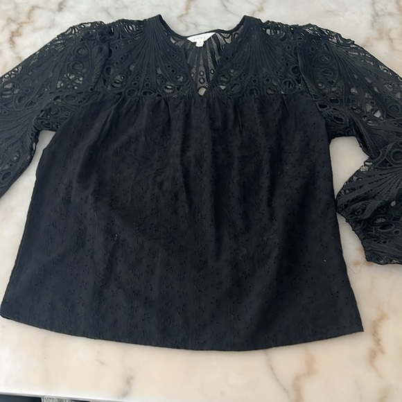 ADIVA A Diva Lace Crochet Long Sleeves Eyelet Embroidered Blouse Puff Sleeves M - Picture 7 of 11